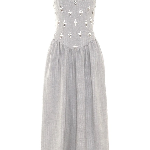 PatBO Gray Embellished Dress METALLIC PINSTRIPE MIDI DRESS - Picture 2 of 2